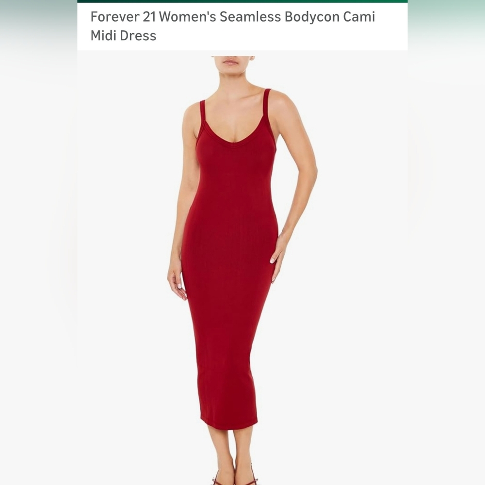 Forever 21 Red Seamless Bodycon Midi Dress